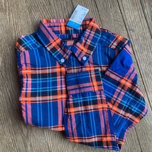 NWT Boys Long Sleeve Plaid Shirt